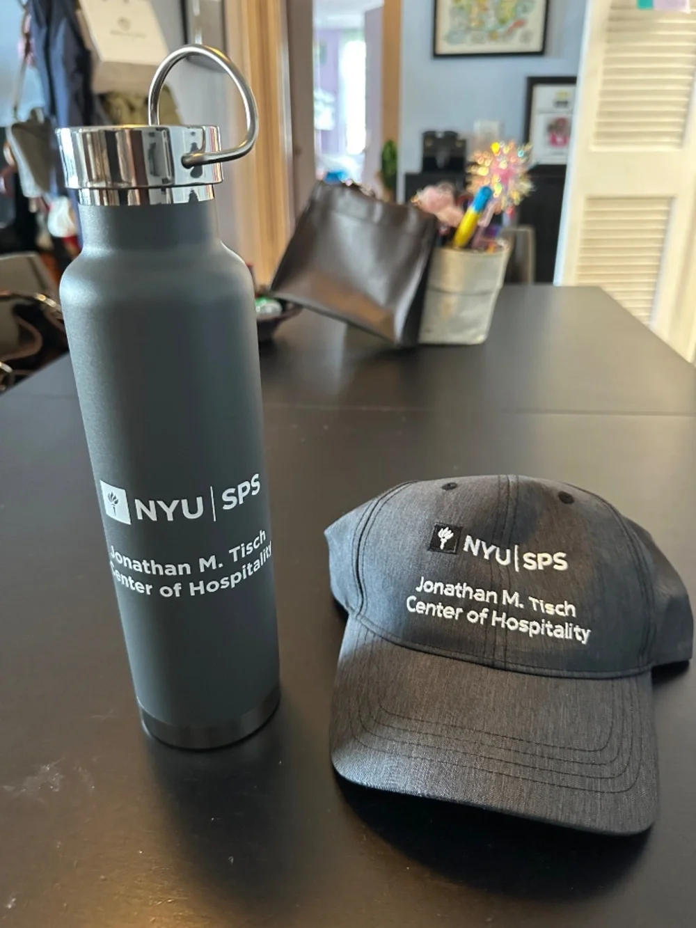 NYU SPS Tisch Hospitality Backpack, Cap & Water Bottle Set – Brand New